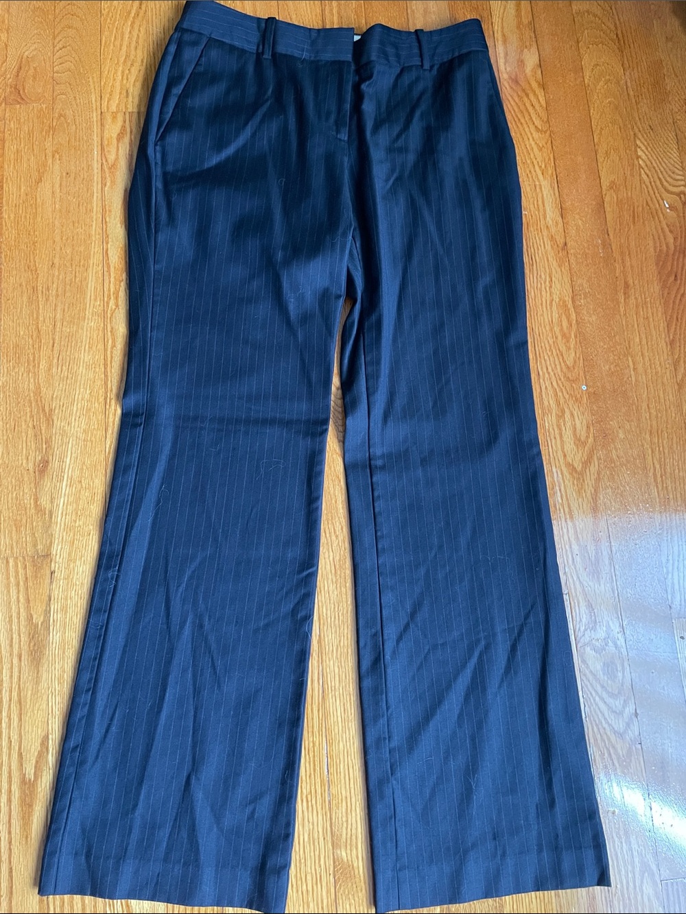 J. Crew Navy Pinstripe Wool Trousers